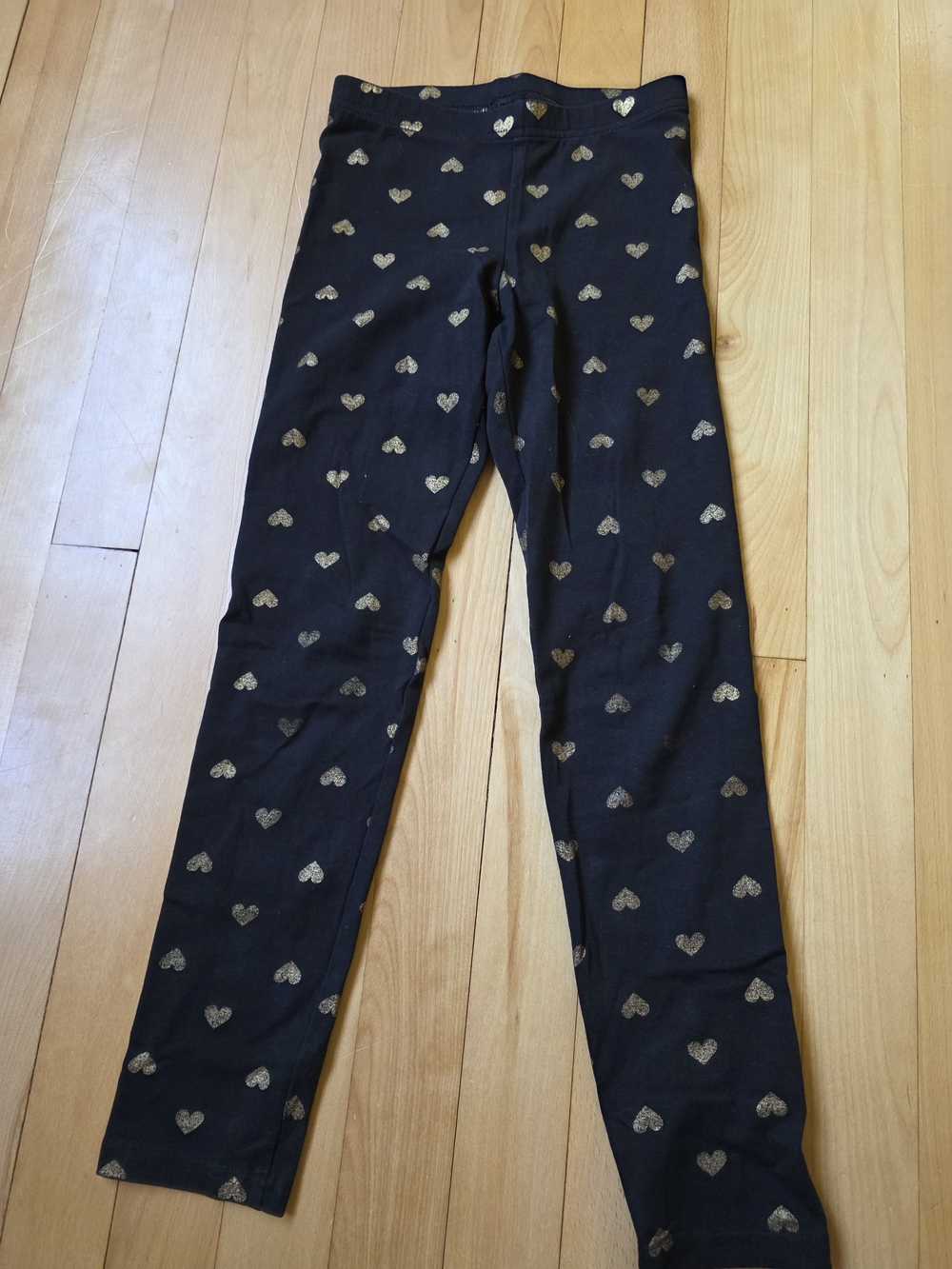 Old Navy Black Leggings with Gold Heart Print